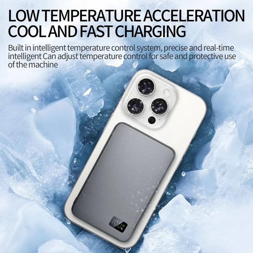 Slim Aluminum Magnetic Portable Charger with Fast Wireless Charging for iPhone