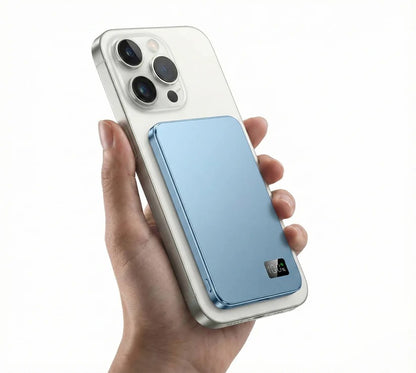 Slim Aluminum Magnetic Portable Charger with Fast Wireless Charging for iPhone