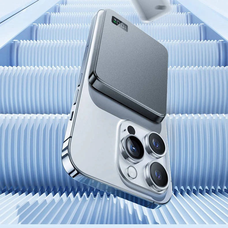 Slim Aluminum Magnetic Portable Charger with Fast Wireless Charging for iPhone