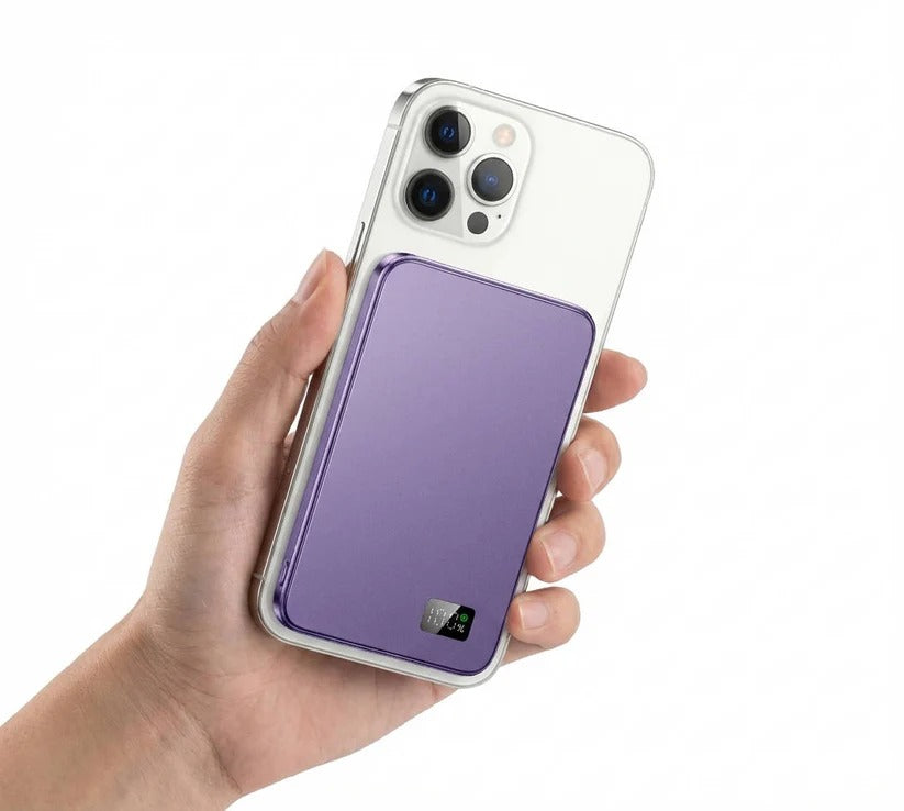 Slim Aluminum Magnetic Portable Charger with Fast Wireless Charging for iPhone