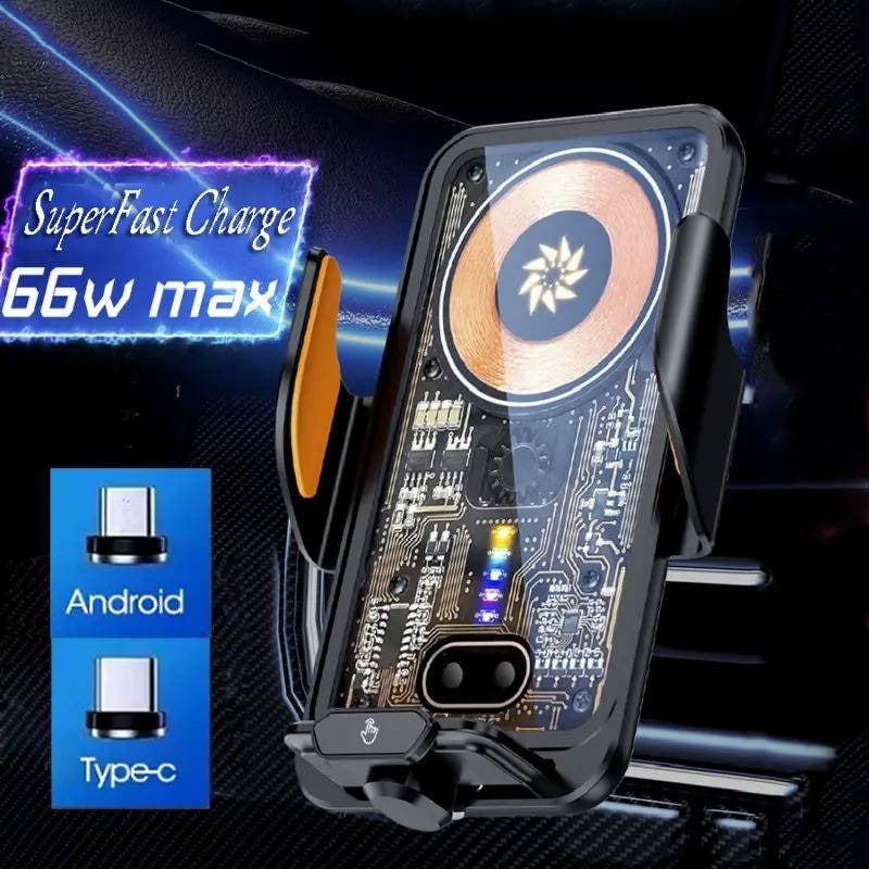 Auto Clamping Car Phone Mount with Fast Wireless Charging for Air Vent