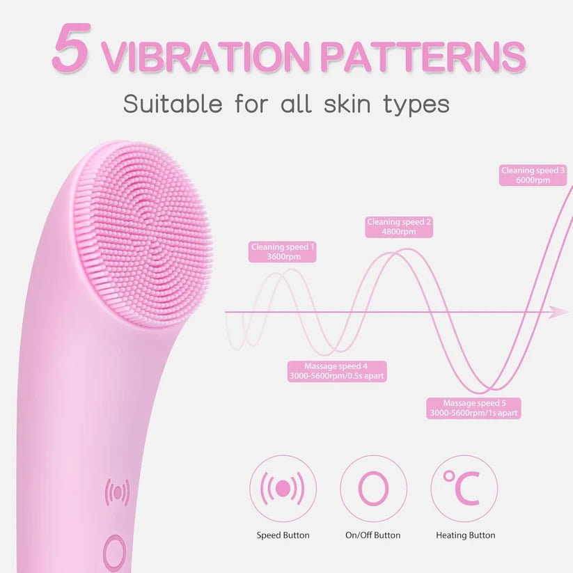 Rechargeable Silicone Face Scrubber with Heated Massage