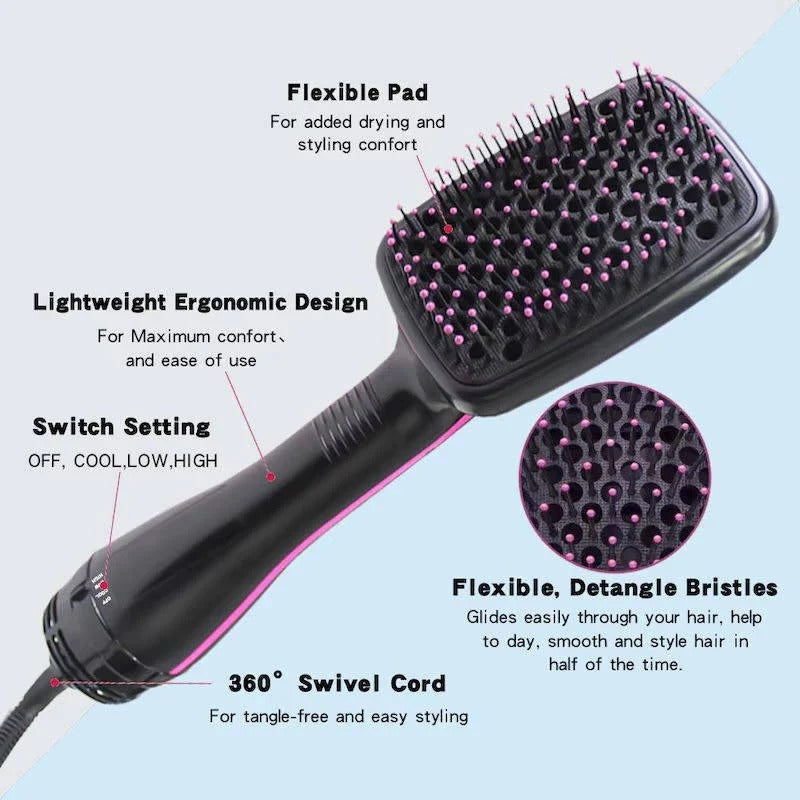 1000W Paddle Blow Dryer Brush with 3 Adjustable Heat Setting