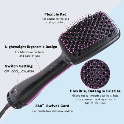 1000W Paddle Blow Dryer Brush with 3 Adjustable Heat Setting