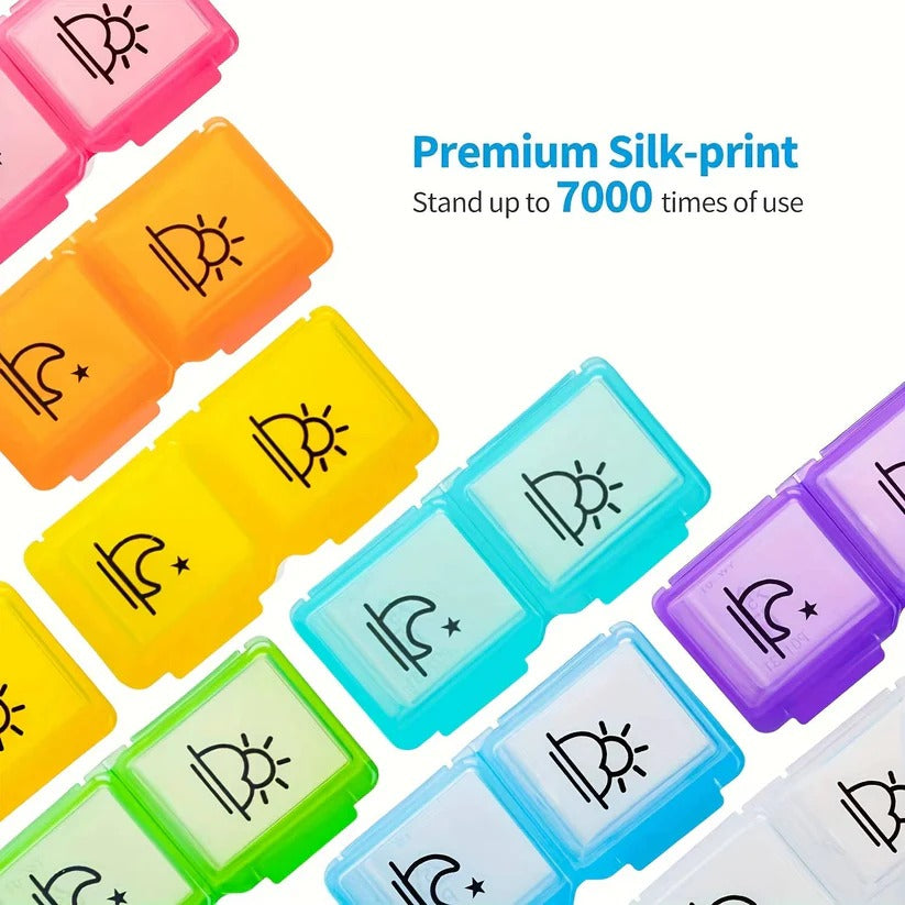 31 Day AM/PM Pill Organizer with Large Storage Case and Label Stickers for Daily Medication