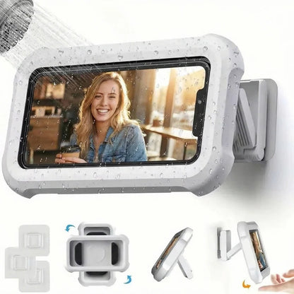 Wall Mount Bathroom Phone Holder with 480-Degree Rotation for Smartphones up to 6.8 Inches