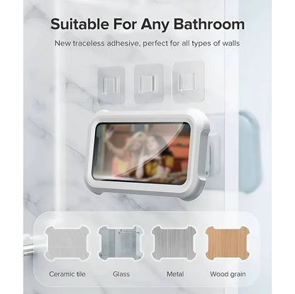 Wall Mount Bathroom Phone Holder with 480-Degree Rotation for Smartphones up to 6.8 Inches