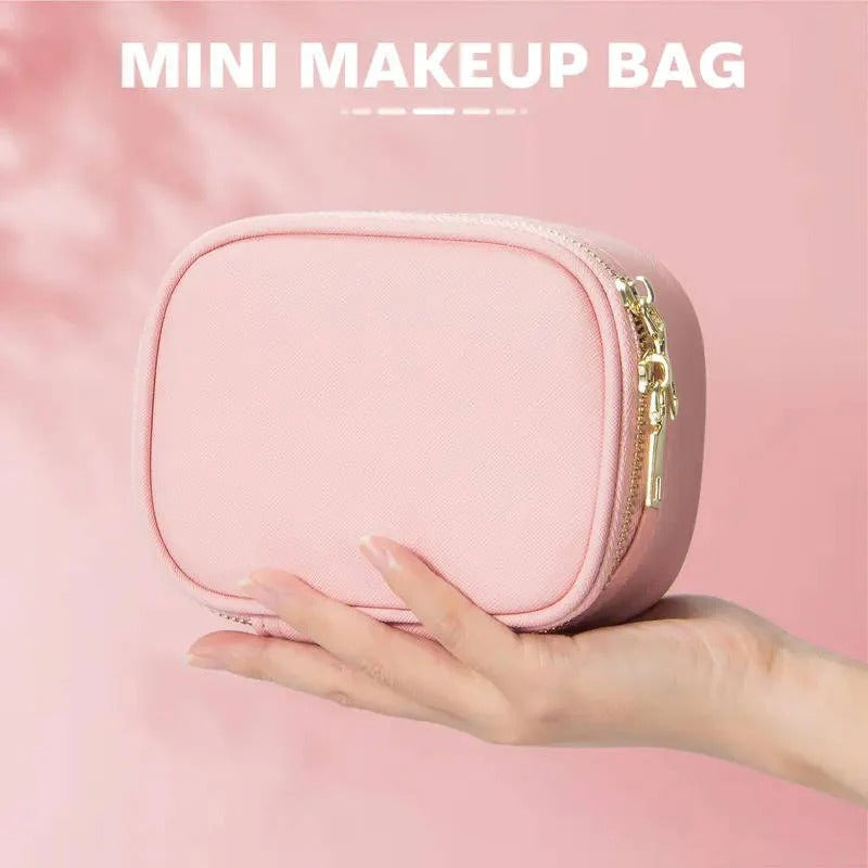 Portable Travel Cosmetic Case with Adjustable LED Mirror and Organizer
