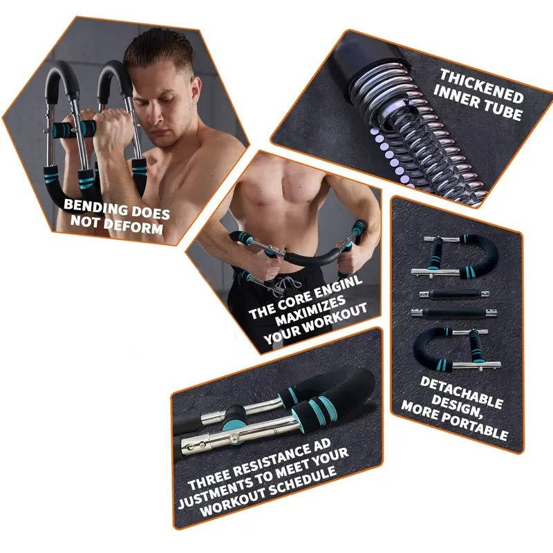 Portable Chest and Arm Resistance Trainer for Men with Adjustable 60-90 Lbs Workout Resistance