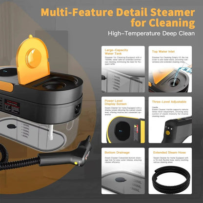 Handheld Steam Cleaner for Home and Car Use on Tile, Grout and Floor Surfaces