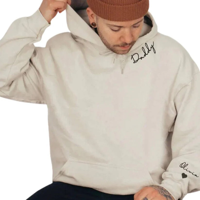 Personalized Pullover Hoodie with Custom Name on Sleeve