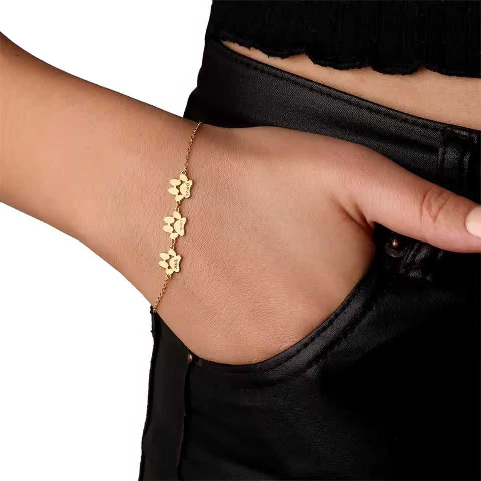 Custom Pet Paw Print Bracelet with Personalized Symbol of Love