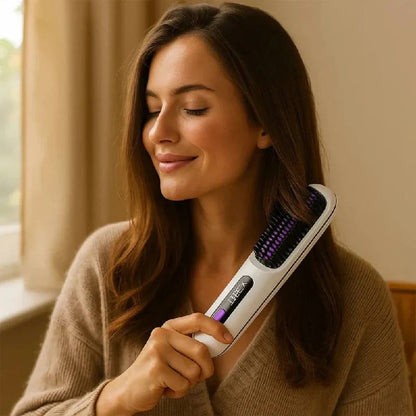 Ceramic Electric Hair Straightening Brush with Anti-Frizz Technology for Fast Gentle Styling