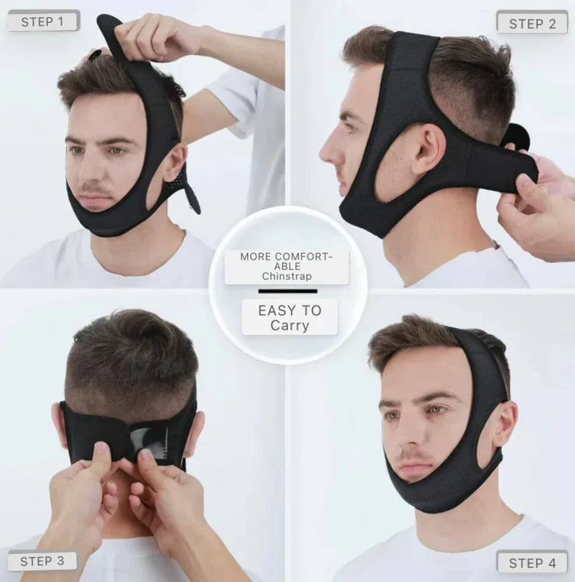 Adjustable Sleep Chin Strap with Breathable Elastic Fabric