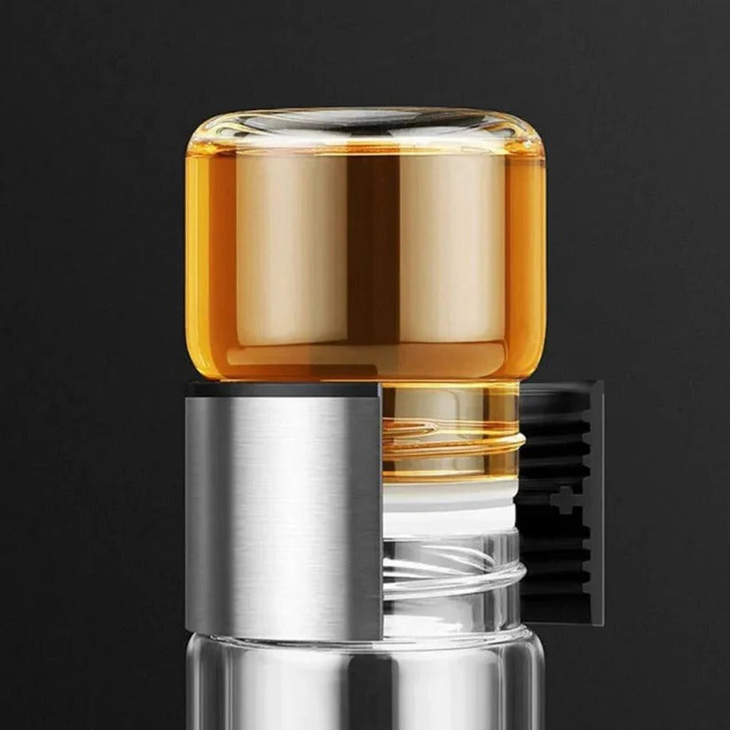 Portable Glass Water Bottle with Tea Filter and Insulated Sleeve