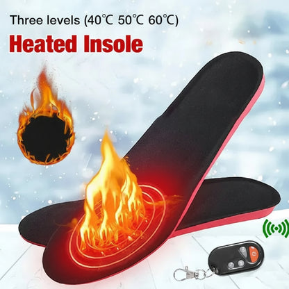Unisex Battery Powered Heated Foot Insoles with Adjustable Heat Settings and Trim to Fit Design