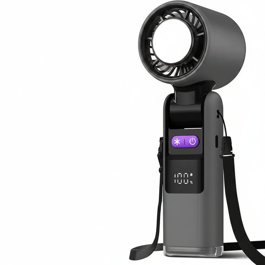 3 in 1 Rechargeable Handheld Fan with Built-In Flashlight and LED Battery Display