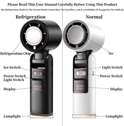 3 in 1 Rechargeable Handheld Fan with Built-In Flashlight and LED Battery Display