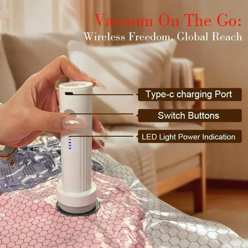 Cordless Vacuum Compression Bag Set with Hand Pump for Travel, 15 Piece