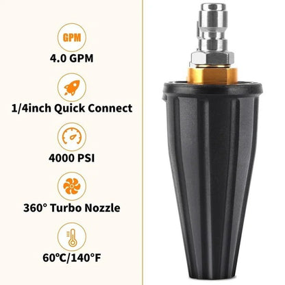 360 Degree Turbo Nozzle for Pressure Washer with Brass Body Tips