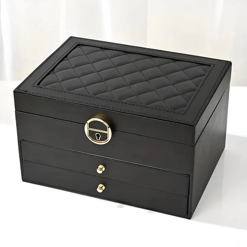 Tiered Jewelry Display Box with Multi Compartment Storage Design