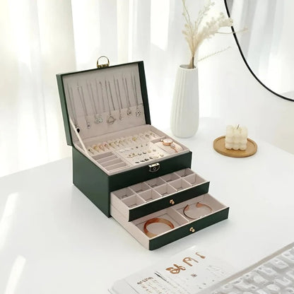 Tiered Jewelry Display Box with Multi Compartment Storage Design