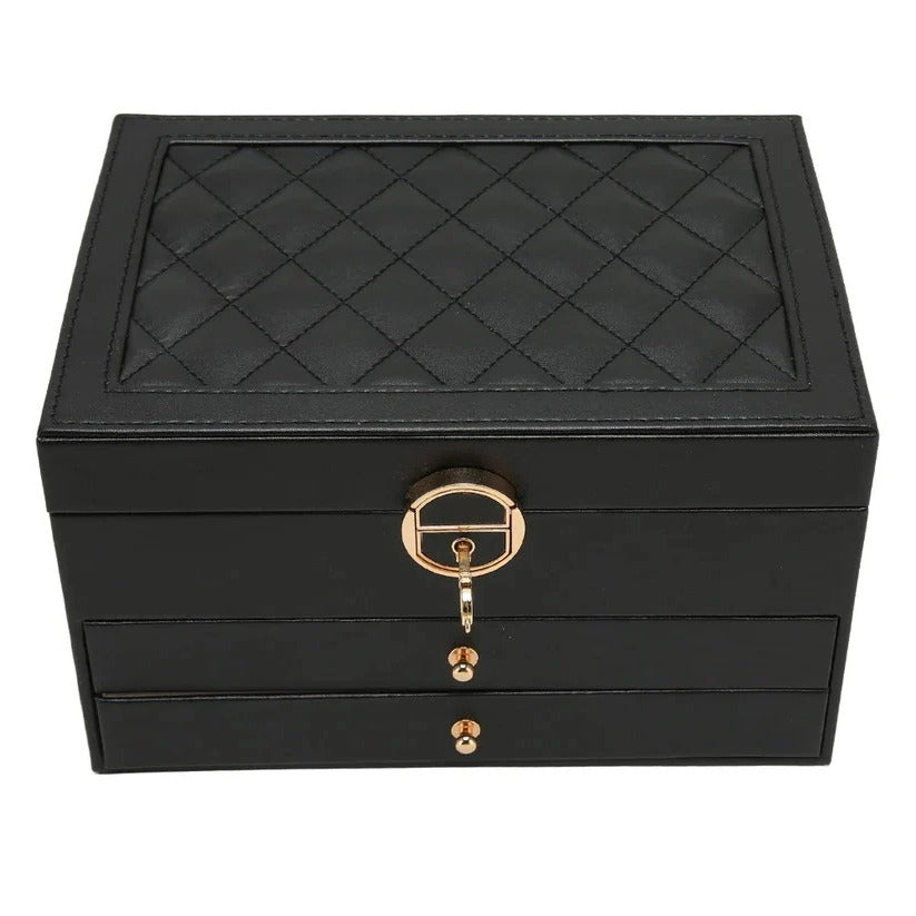 Tiered Jewelry Display Box with Multi Compartment Storage Design