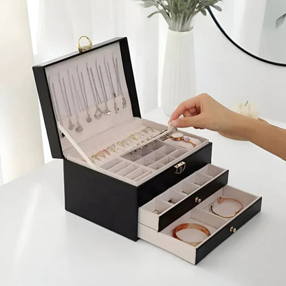 Tiered Jewelry Display Box with Multi Compartment Storage Design