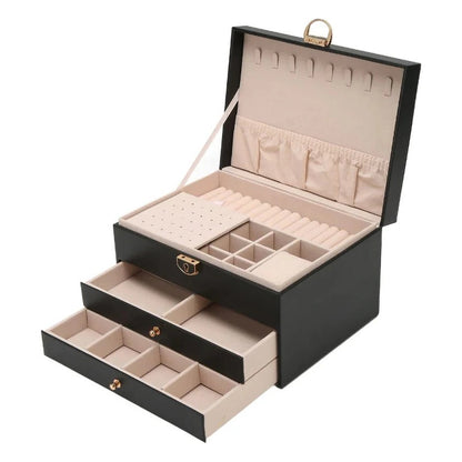 Tiered Jewelry Display Box with Multi Compartment Storage Design