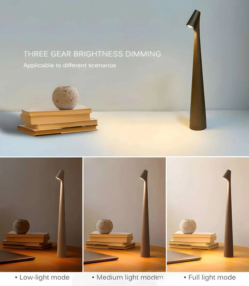 Dimmable USB Charged Aluminum Desk Lamp with Portable Rechargeable Base