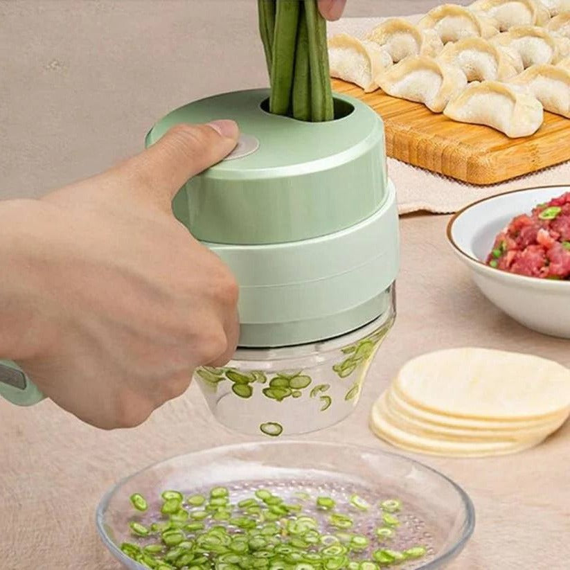 Motorized Vegetable Dicer and Chopper with One Button Control and Prep Blades