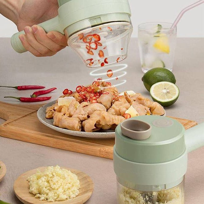 Motorized Vegetable Dicer and Chopper with One Button Control and Prep Blades