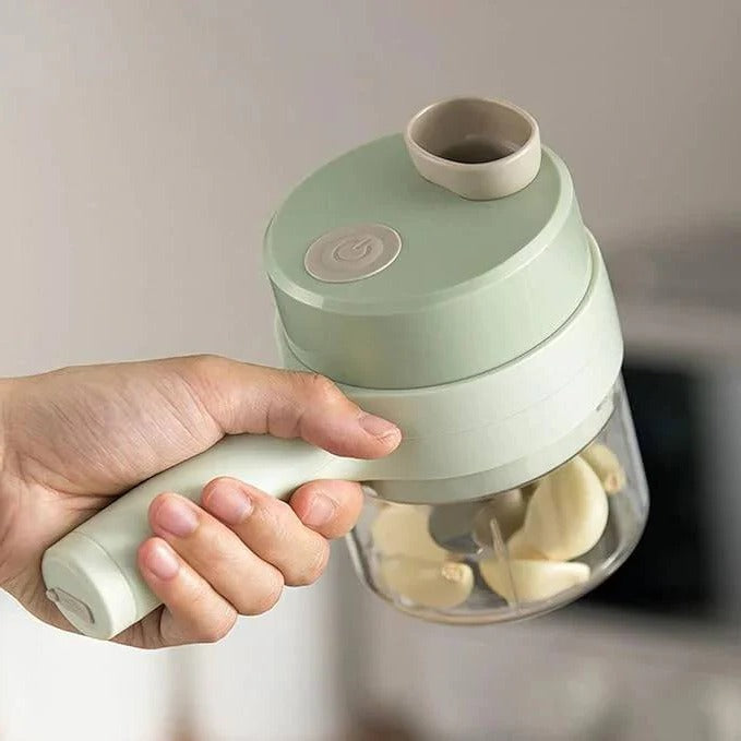 Motorized Vegetable Dicer and Chopper with One Button Control and Prep Blades