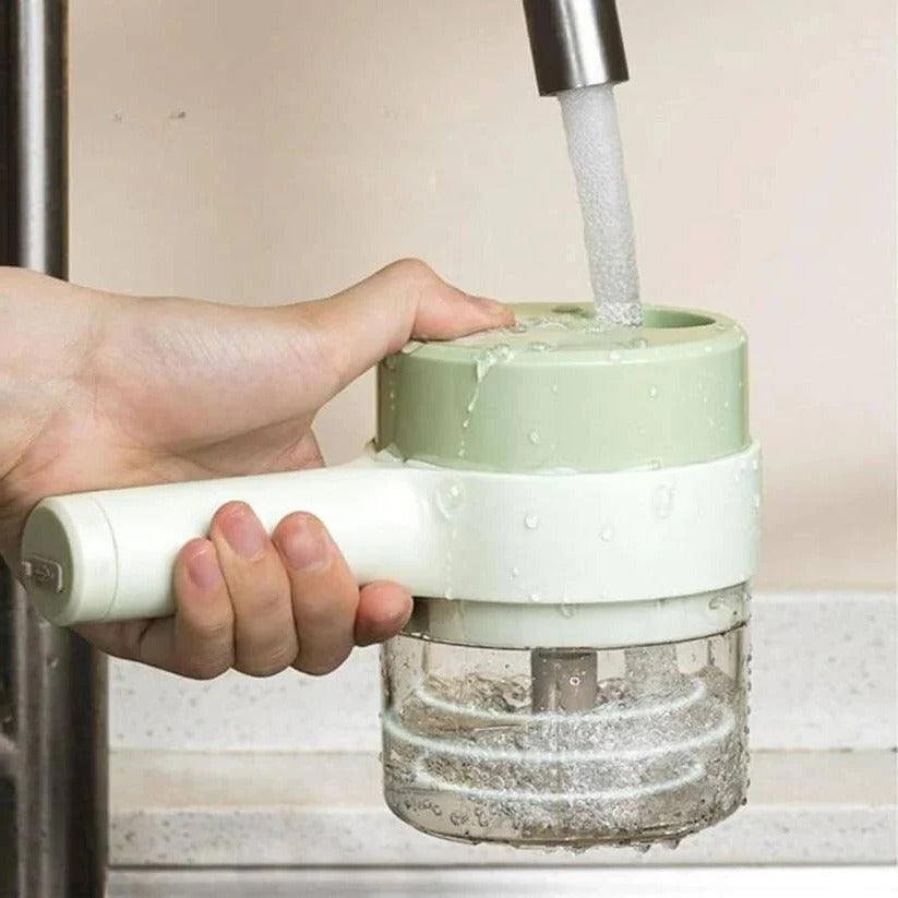 Motorized Vegetable Dicer and Chopper with One Button Control and Prep Blades
