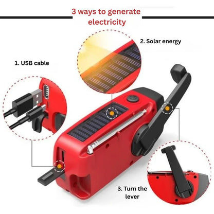 Hand Crank Solar Emergency Radio with Built In Power Bank