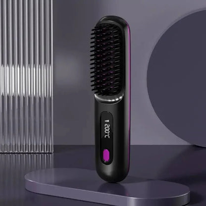 Portable USB-Charged Hair Straightener with LCD Screen and Variable Heat Settings