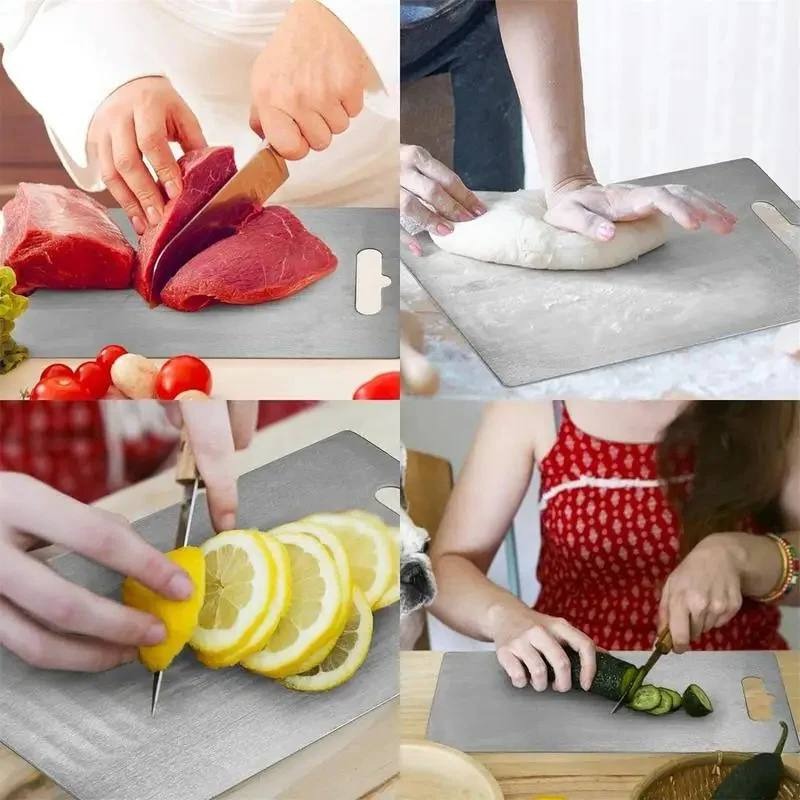 Titanium Coated Cutting Board with Non Slip Base and Juice Groove