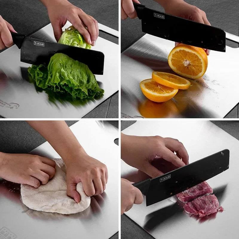 Titanium Coated Cutting Board with Non Slip Base and Juice Groove