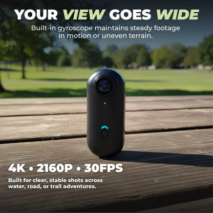 Compact 4K Wearable Action Camera with Waterproof Body and 128GB Internal Memory