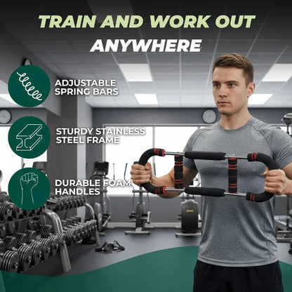 Chest Expander with Steel Spring Bars for Arm and Shoulder Training Tool