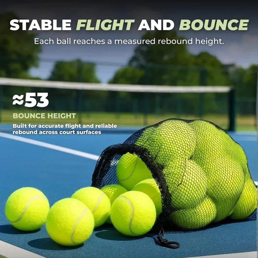 Training Tennis Ball Set with Felt Surface and Mesh Bag, Set of 20
