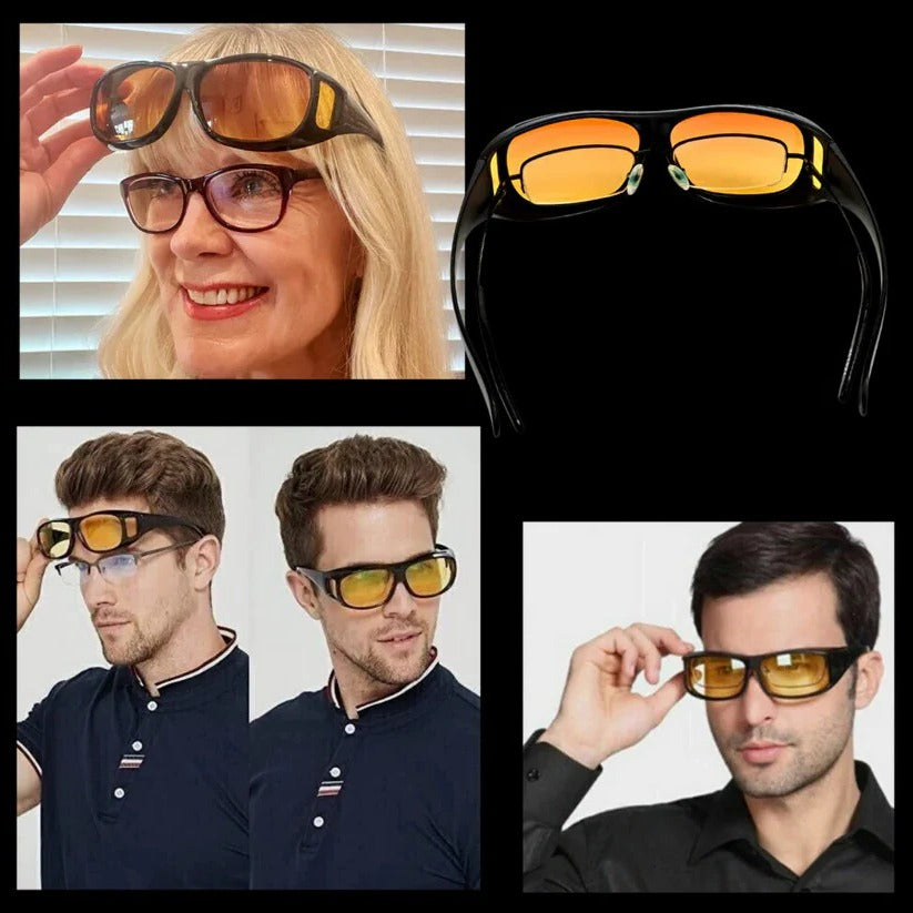 Wraparound Anti Glare Night Driving Eyewear with Polarized Yellow Tinted Lens