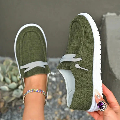 Women's Wide Toe Box Canvas Sneakers with Stretch Band and Cushioned Insole