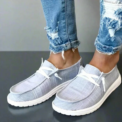 Women's Wide Toe Box Canvas Sneakers with Stretch Band and Cushioned Insole