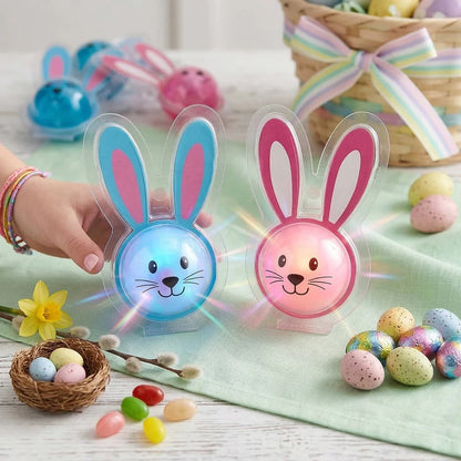 LED Flashing Bouncy Balls with Easter Bunny Design for Kids Party Favors and Egg Hunts, 12 Pack