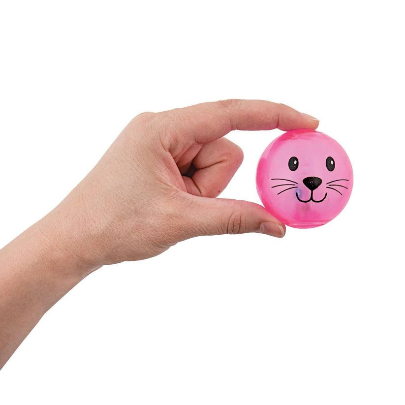 LED Flashing Bouncy Balls with Easter Bunny Design for Kids Party Favors and Egg Hunts, 12 Pack