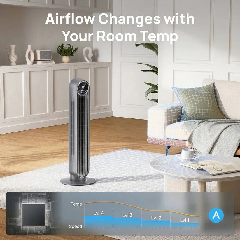 Bladeless Tower Fan Air Cooler with 8 Speed Settings and 4 Modes, for Home and Office