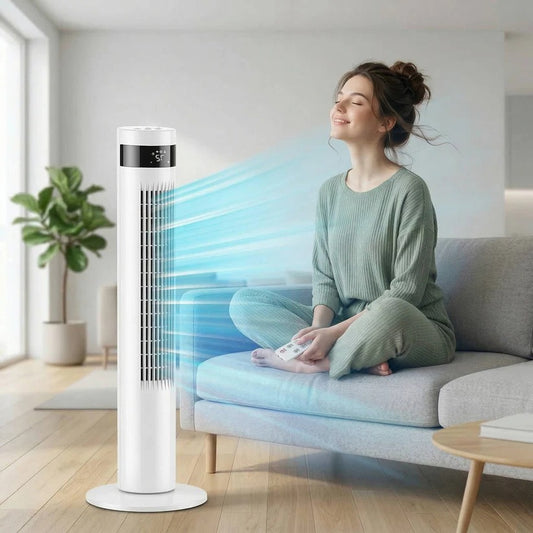 Bladeless Standing Air Cooler with Low Noise Operation and 3 Speed Modes for Indoor Use