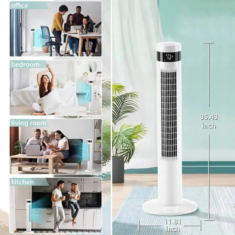 Bladeless Standing Air Cooler with Low Noise Operation and 3 Speed Modes for Indoor Use