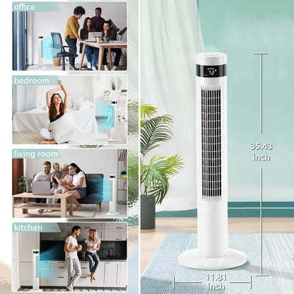 Bladeless Standing Air Cooler with Low Noise Operation and 3 Speed Modes for Indoor Use